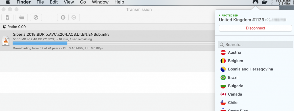 interneto greitis su VPN