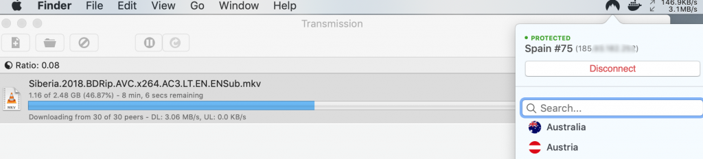 interneto greitis su Ispanijos VPN serveriu